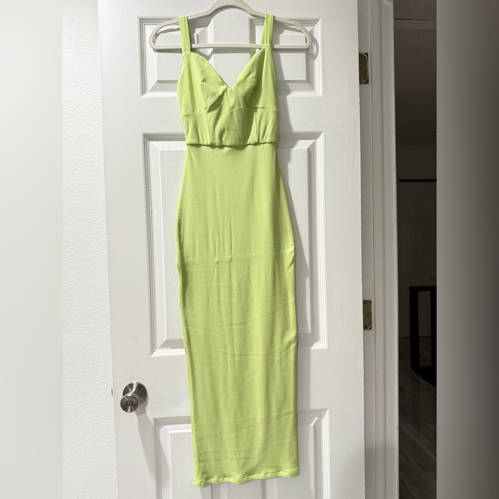 Naked Wardrobe Vibrant Lime Midi Dress